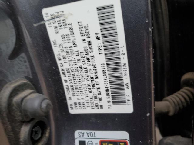 5J6RM4H33FL008189 - 2015 HONDA CR-V LX CHARCOAL photo 12