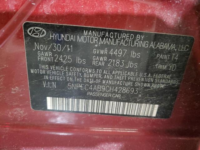 5NPEC4AB9CH428693 - 2012 HYUNDAI SONATA SE MAROON photo 12