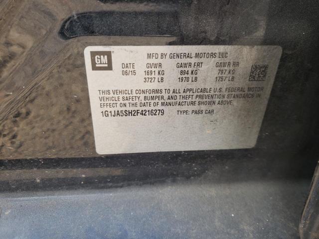 1G1JA5SH2F4216279 - 2015 CHEVROLET SONIC LS 黑色 照片 12