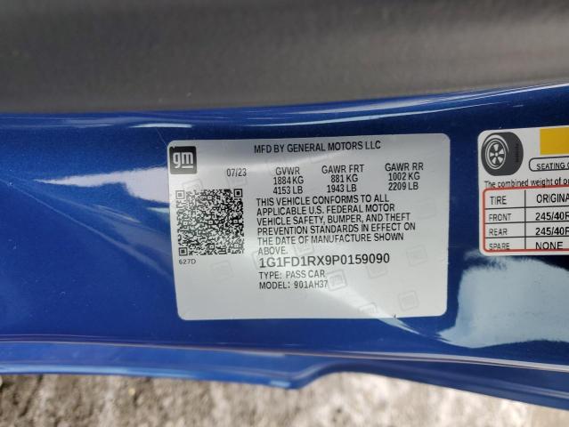 1G1FD1RX9P0159090 - 2023 CHEVROLET CAMARO LT BLUE photo 12