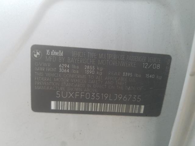 5UXFF03519LJ96735 - 2009 BMW X5 XDRIVE35D  photo 10