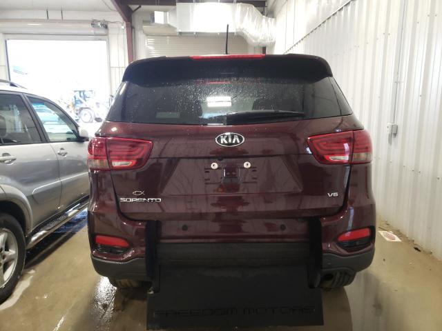 5XYPG4A54LG640125 - 2020 KIA SORENTO S MAROON photo 6