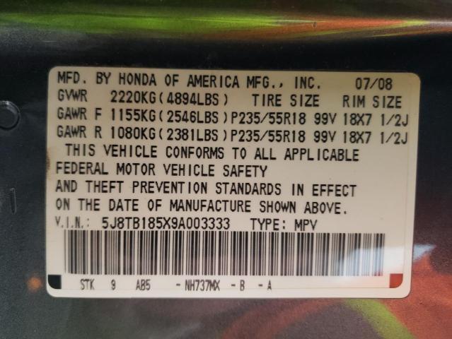 5J8TB185X9A003333 - 2009 ACURA RDX TECHNOLOGY GRAY photo 13