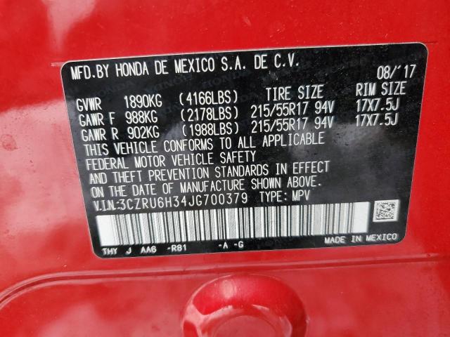 3CZRU6H34JG700379 - 2018 HONDA HR-V LX RED photo 13