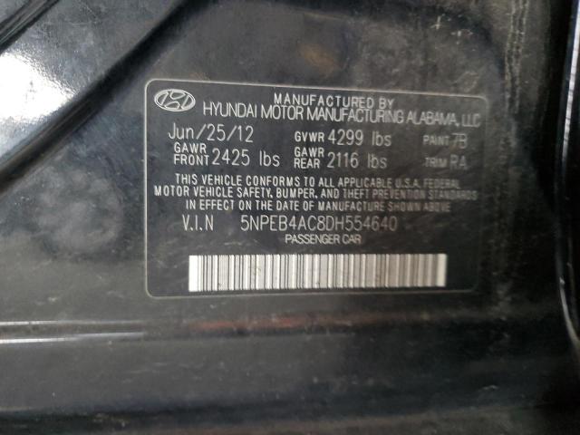 5NPEB4AC8DH554640 - 2013 HYUNDAI SONATA GLS BLACK photo 13