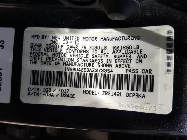 1NXBU4EE3AZ373354 - 2010 TOYOTA COROLLA BASE  照片 10