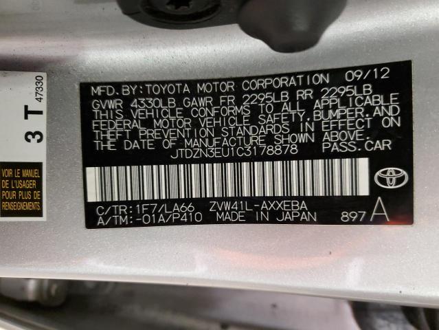 JTDZN3EU1C3178878 - 2012 TOYOTA PRIUS V SILVER photo 12