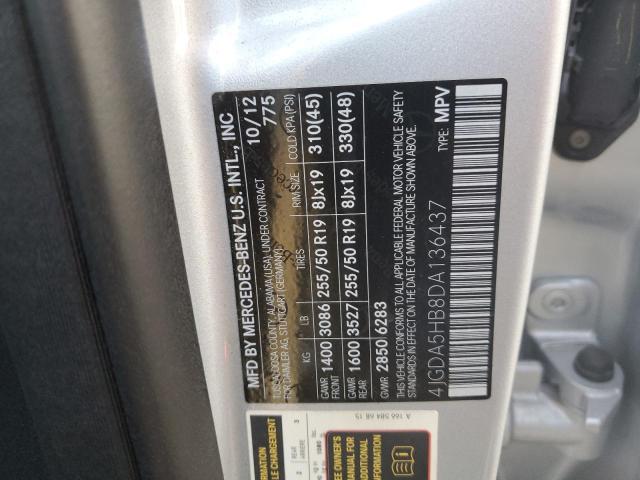 4JGDA5HB8DA136437 - 2013 MERCEDES-BENZ ML 350 4MATIC SILVER photo 13