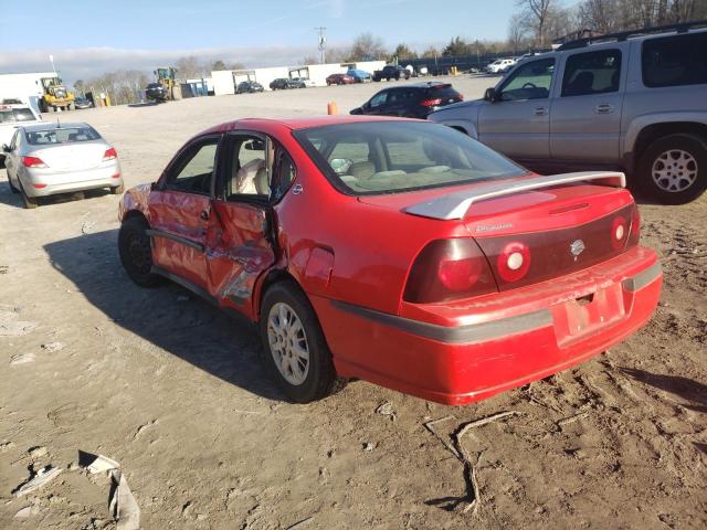 2G1WF55E619121951 - 2001 CHEVROLET IMPALA RED photo 2