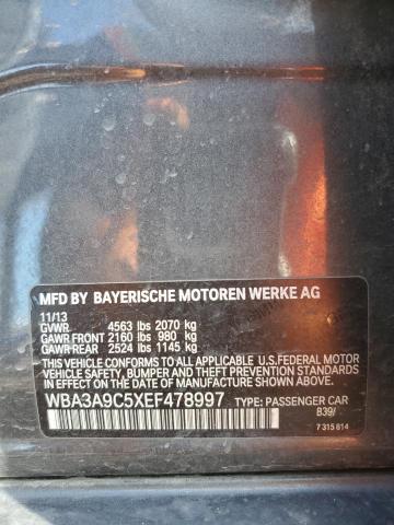 WBA3A9C5XEF478997 - 2014 BMW 335 I GRAY photo 13