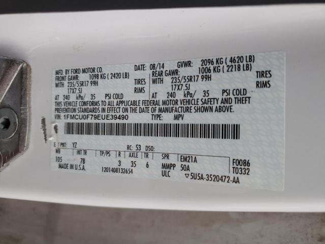 1FMCU0F79EUE39490 - 2014 FORD ESCAPE S WHITE photo 13