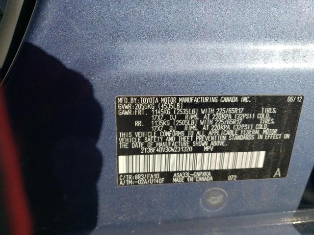 2T3BF4DV3CW231320 - 2012 TOYOTA RAV4 BLUE photo 14