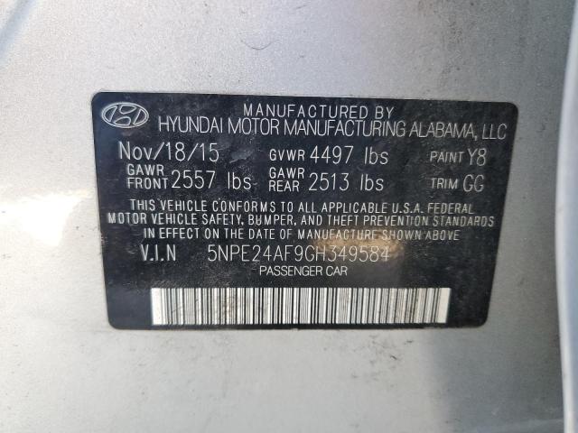 5NPE24AF9GH349584 - 2016 HYUNDAI SONATA SE SILVER photo 13