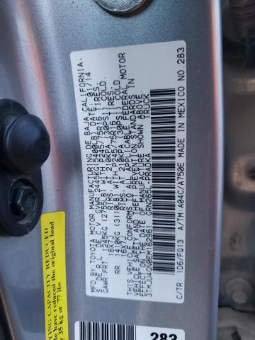 3TMJU4GN0EM162961 - 2014 TOYOTA TACOMA DOUBLE CAB PRERUNNER SILVER photo 12