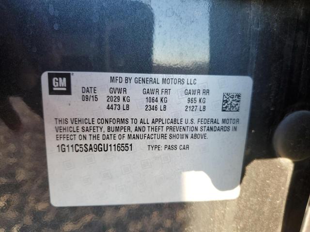 1G11C5SA9GU116551 - 2016 CHEVROLET MALIBU LIM LT 黑色 照片 12