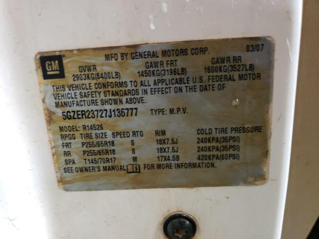 5GZER23727J136777 - 2007 SATURN OUTLOOK XR თეთრი ფოტო 13