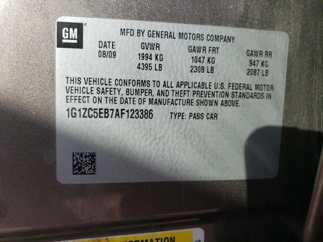 1G1ZC5EB7AF123386 - 2010 CHEVROLET MALIBU 1LT ნაცრისფერი ფოტო 12