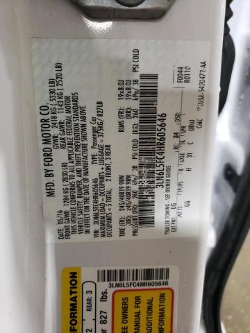 3LN6L5FC4HR605646 - 2017 LINCOLN MKZ RESERVE თეთრი ფოტო 13