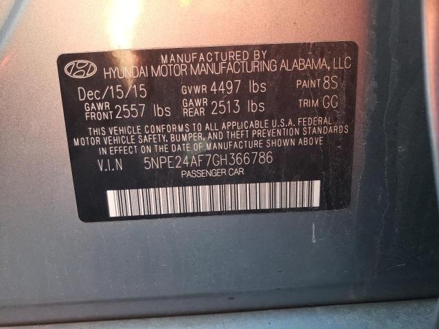 5NPE24AF7GH366786 - 2016 HYUNDAI SONATA SE SILVER photo 12