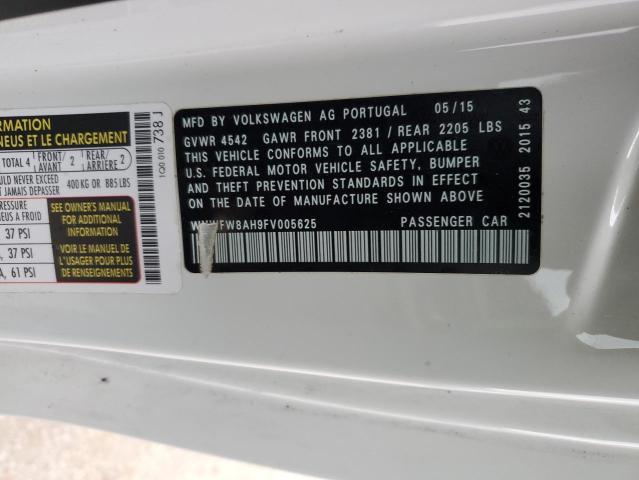 WVWFW8AH9FV005625 - 2015 VOLKSWAGEN EOS LUX 白色 照片 12