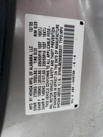 5FNRL38256B055317 - 2006 HONDA ODYSSEY LX SILVER photo 14