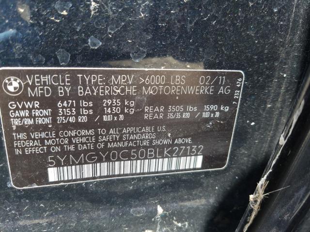 5YMGY0C50BLK27132 - 2011 BMW X5 M  photo 10