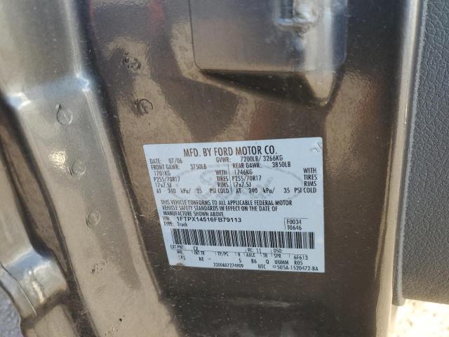 1FTPX14516FB79113 - 2006 FORD F150 GRAY photo 12