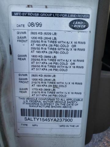 SALTY1545YA237900 - 2000 LAND ROVER DISCOVERY WHITE photo 13