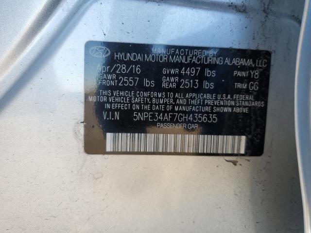 5NPE34AF7GH435635 - 2016 HYUNDAI SONATA SPORT SILVER photo 12