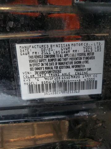 3N1AB8CV9MY255362 - 2021 NISSAN SENTRA SV BLACK photo 12