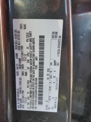 1FMCU0GX6FUC35195 - 2015 FORD ESCAPE SE GRAY photo 12