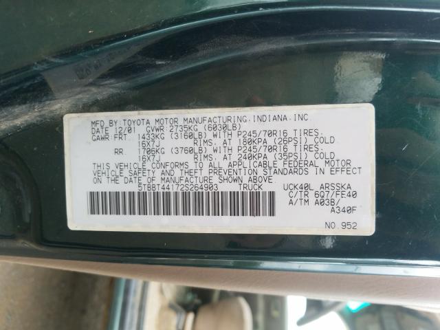 5TBBT44172S264903 - 2002 TOYOTA TUNDRA ACCESS CAB  照片 10