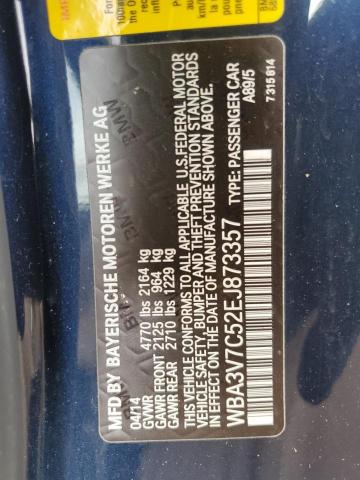 WBA3V7C52EJ873357 - 2014 BMW 428 I SULEV BLUE photo 12