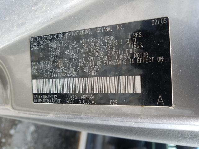 5TBBT44145S465436 - 2005 TOYOTA TUNDRA ACCESS CAB SR5  photo 10