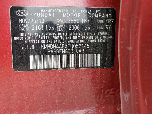 KMHDH4AEXEU052145 - 2014 HYUNDAI ELANTRA SE RED photo 12