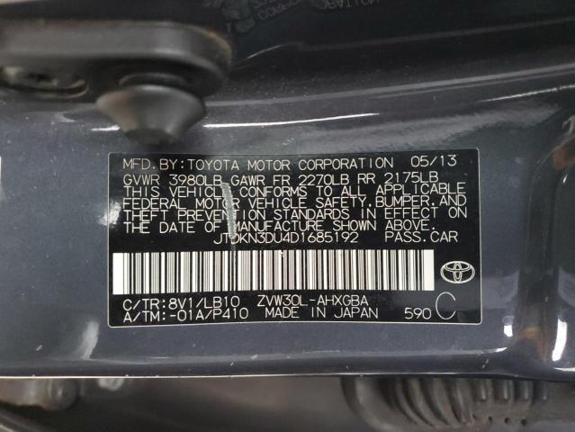 JTDKN3DU4D1685192 - 2013 TOYOTA PRIUS BLUE photo 12