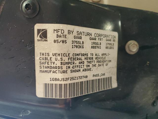 1G8AJ52F25Z172740 - 2005 SATURN ION LEVEL 2 黑色 照片 13