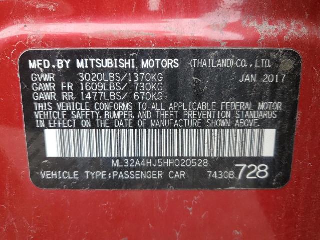 ML32A4HJ5HH020528 - 2017 MITSUBISHI MIRAGE SE RED photo 12