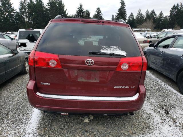 5TDZK23C38S144752 - 2008 TOYOTA SIENNA CE BURGUNDY photo 6