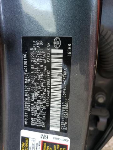 4T1BK46KX9U092867 - 2009 TOYOTA CAMRY SE GRAY photo 13