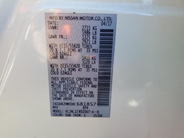 5N1DR2MM3HC681857 - 2017 NISSAN PATHFINDER S 白色 照片 13