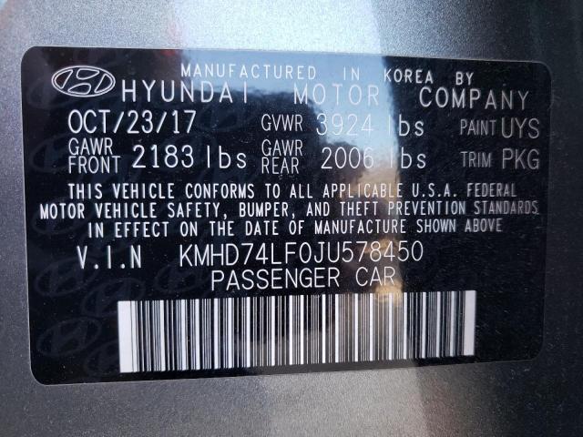 KMHD74LF0JU578450 - 2018 HYUNDAI ELANTRA SE SILVER photo 13