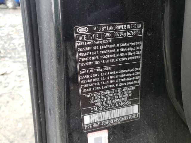 SALSF2D43CA746966 - 2012 LAND ROVER RANGE ROVE HSE BLACK photo 13
