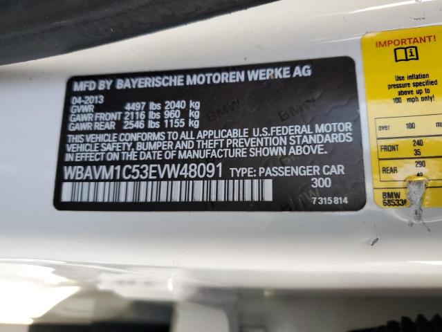 WBAVM1C53EVW48091 - 2014 BMW X1 SDRIVE28I WHITE photo 12
