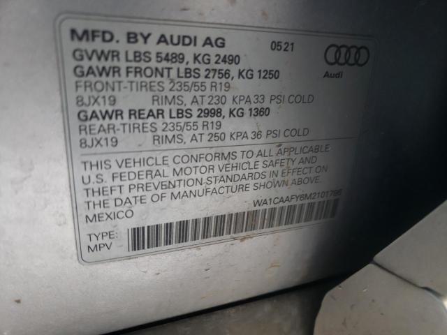 WA1CAAFY6M2101786 - 2021 AUDI Q5 PRESTIGE SILVER photo 12