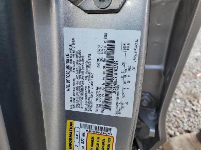 3FA6P0HD9LR102789 - 2020 FORD FUSION SE SILVER photo 13