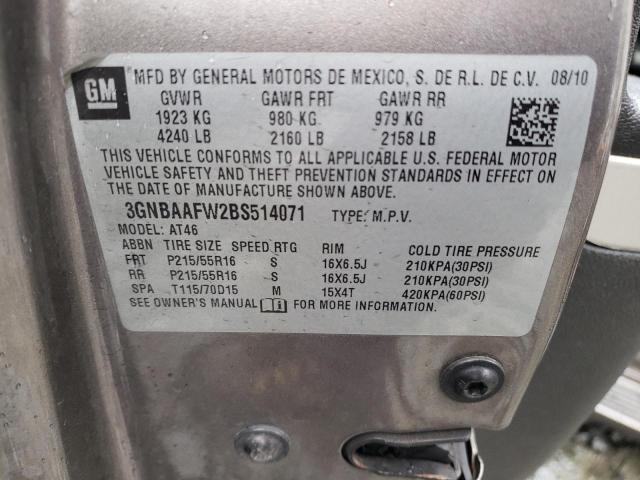 3GNBAAFW2BS514071 - 2011 CHEVROLET HHR LS 棕色 照片 12