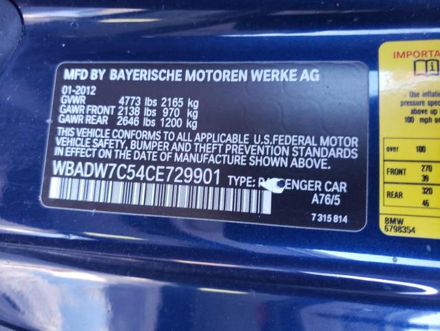 WBADW7C54CE729901 - 2012 BMW 328 I SULEV BLUE photo 12