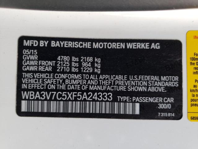 WBA3V7C5XF5A24333 - 2015 BMW 428 I SULEV WHITE photo 12