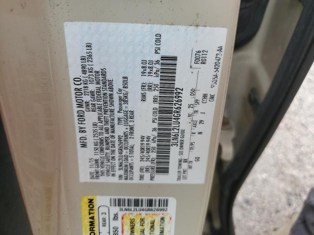 3LN6L2LU4GR626992 - 2016 LINCOLN MKZ HYBRID BEIGE photo 12